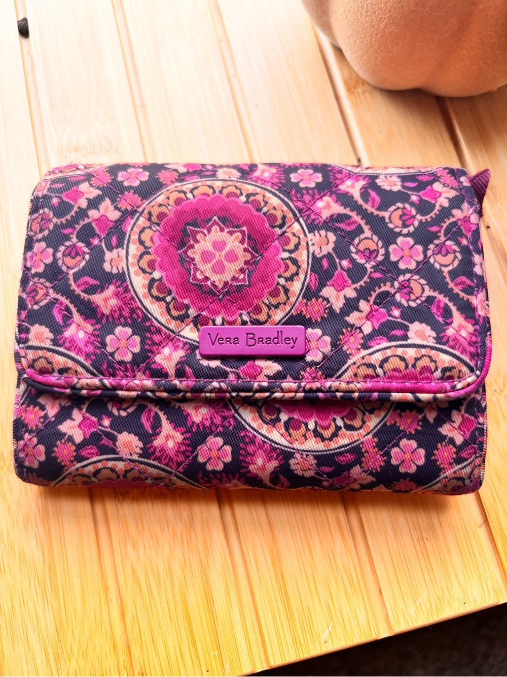 Vera Bradley Purple and Pink Floral Quilted Wallet